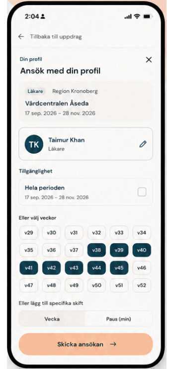 Ansök direkt i appen
