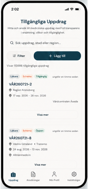Uppdragsflödet i appen